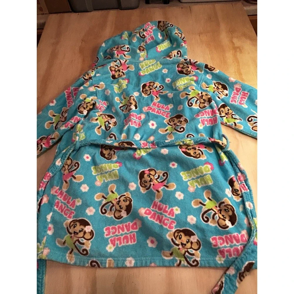 St. Eve Swim Girls Hula Dance Monkey Hooded Cover Up Robe Size L 10/12 Tropical